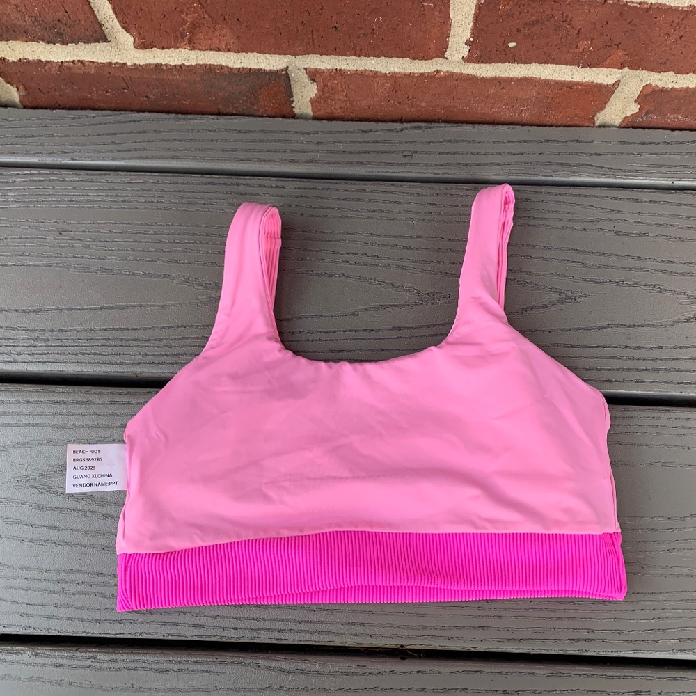 Beach Riot Girls Little Mackenzie Heidi Set Peak Pink Colorblock - Picture 4 of 12